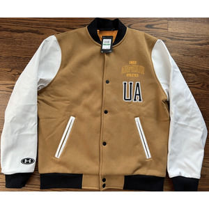 Under Armour Originators Letterman Varsity Jacket Brown White Men Size XL XLarge